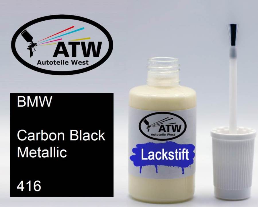 BMW, Carbon Black Metallic, 416: 20ml Lackstift, von ATW Autoteile West.